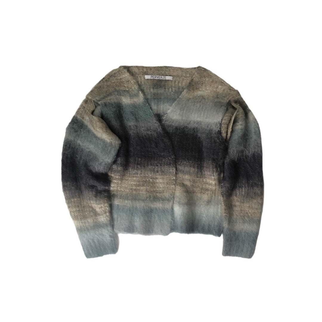 PERVERZE Gradient Stripe Wide Cardigan / Gray – dim at noon