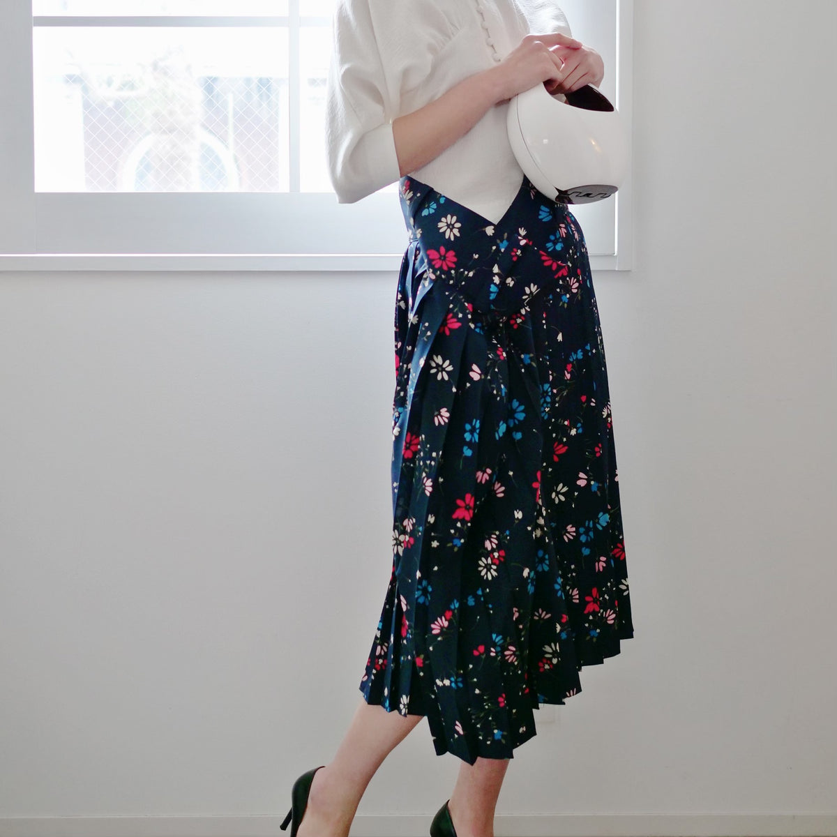 BALENCIAGA asymmetryプリーツスカート FLOWERPRINT – dim at noon