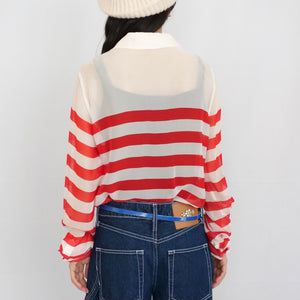 [OLD&VINTAGE]  EQUIPMENT シルクボーダーシャツ
