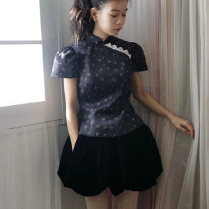 【SALE】SHUSHU/TONG  mandarin collar top / PRINTING