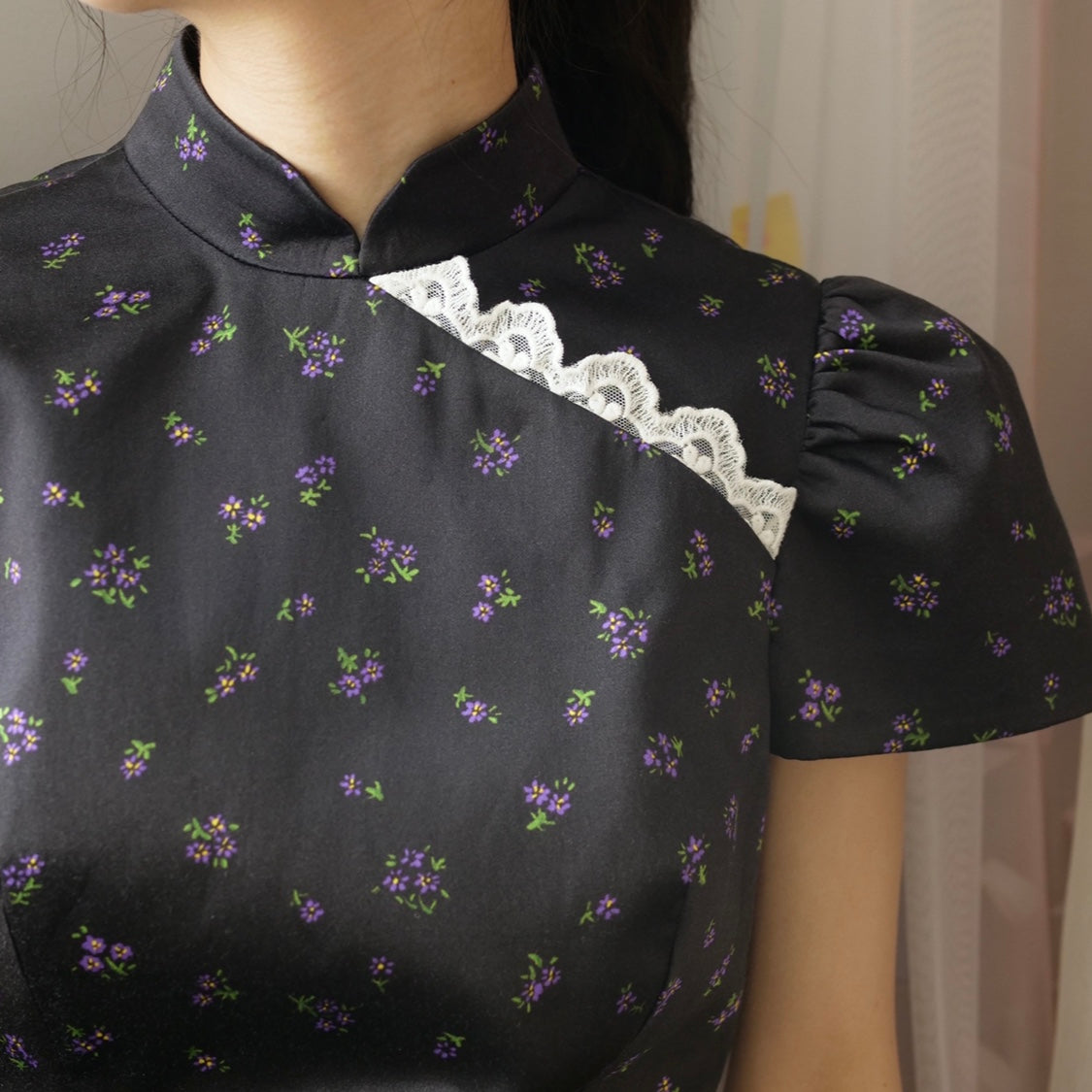 【SALE】SHUSHU/TONG  mandarin collar top / PRINTING