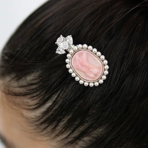 SHUSHU/TONG  bare back embossed pinctada albina hair clips(PINK)