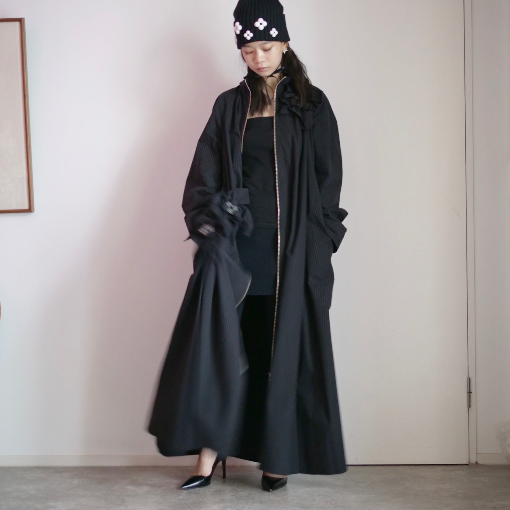 RIV NOBUHIKO MASON SHIRT DRESS / BLACK