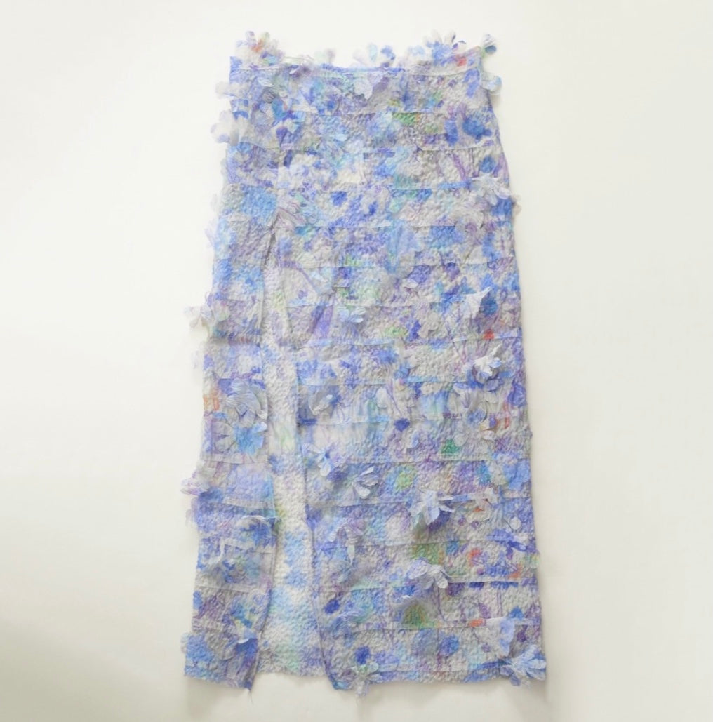 SUSAN FANG　FLOWER-LASER CUT SKIRT / BLUE