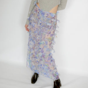 SUSAN FANG　FLOWER-LASER CUT SKIRT / BLUE