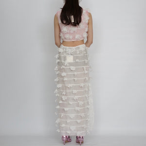 【SALE】SUSAN FANG　FLOWER-LASER CUT SKIRT / WHITE