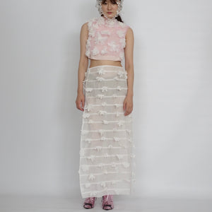 【SALE】SUSAN FANG　FLOWER-LASER CUT SKIRT / WHITE