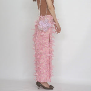 SUSAN FANG　FLOWER-LASER CUT SKIRT / PINK