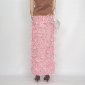 SUSAN FANG　FLOWER-LASER CUT SKIRT / PINK