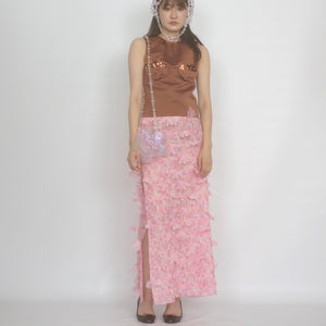 SUSAN FANG　FLOWER-LASER CUT SKIRT / PINK