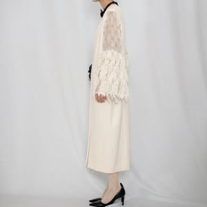 [MAME KUROGOUCHI] WOOLLY CUT JACQUARD DRESS – WHITE