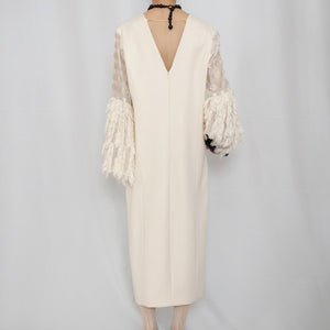 [MAME KUROGOUCHI] WOOLLY CUT JACQUARD DRESS – WHITE