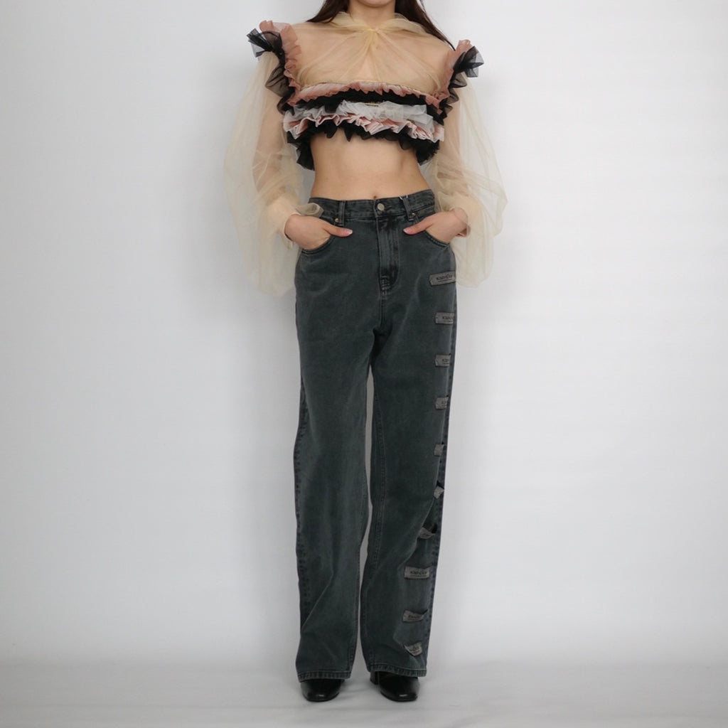 [SPECIAL PRICE 10/27迄]KIMHEKIM  PIGMENT DYED SARAH LABEL JEANS / GREY