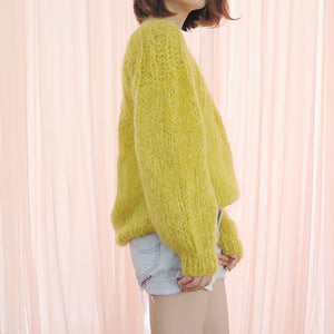 [maiami] mohair pleated swater(lime)