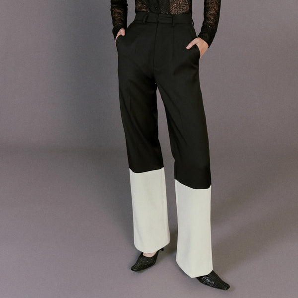 While Wellington Wool Trousers / WHITE&BLACK – dim at noon