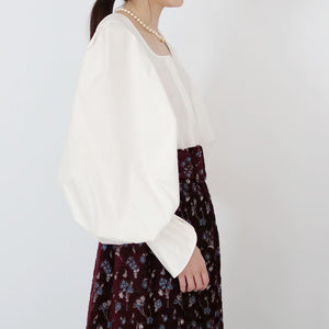 Mame Kurogouchi Square Neck Puff Sleeve Shirt / WHITE – dim at noon