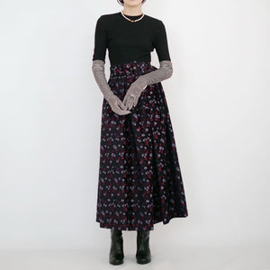 Mame Kurogouchi Floral Jacquard Flared Skirt / BLACK – dim at noon